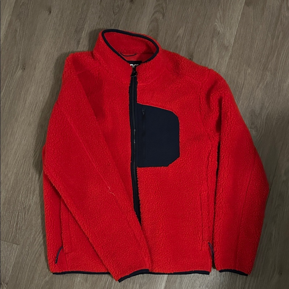 Lands' End Vibrant Red Fleece Outerwear
